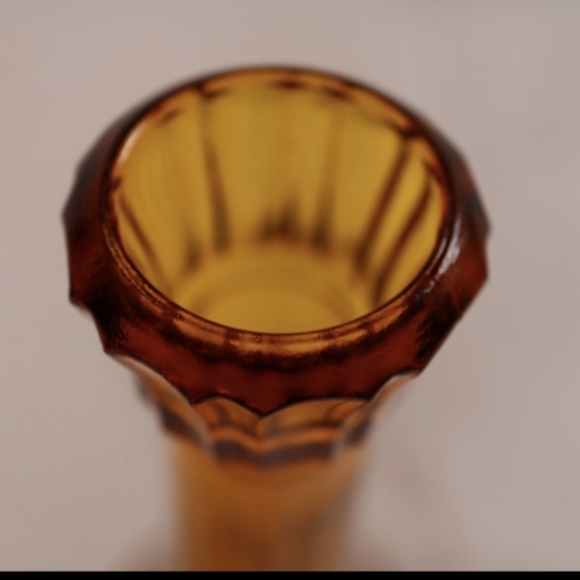Vintage 1970's MCM Wheaton Glass Amber Bullseye 9" Vase - Picture 3 of 6